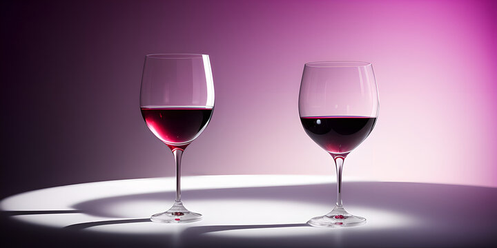 a couple of wine glasses sitting on top of a table,  keyshot lighting, generative ai