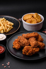Delicious crispy breaded chicken wings grilled with spices and herbs