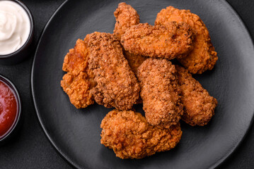 Delicious crispy breaded chicken wings grilled with spices and herbs