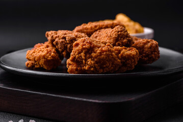 Delicious crispy breaded chicken wings grilled with spices and herbs