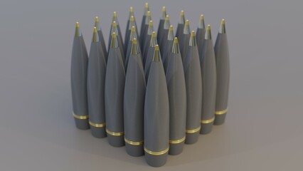 Graue Haubitzen Munition