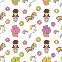 seamless pattern with little girls