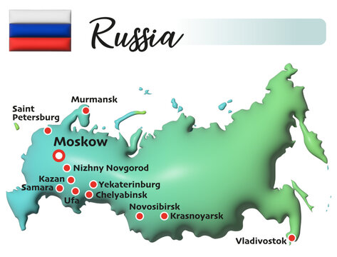 Russland, Fläche und Flagge