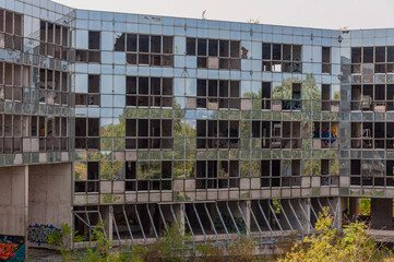 Old destroyed unfinished hospital in the Croatian capital Zagreb in Europe