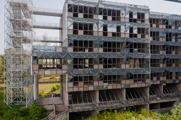 Old destroyed unfinished hospital in the Croatian capital Zagreb in Europe