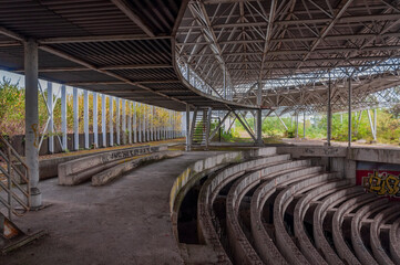 Old destroyed unfinished hospital in the Croatian capital Zagreb in Europe