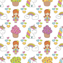 seamless pattern with cats and birds
