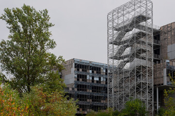 Old destroyed unfinished hospital in the Croatian capital Zagreb in Europe