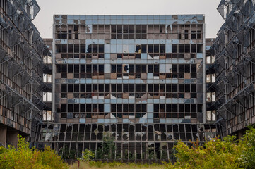 Old destroyed unfinished hospital in the Croatian capital Zagreb in Europe
