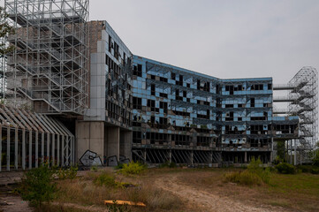 Old destroyed unfinished hospital in the Croatian capital Zagreb in Europe