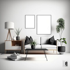 Customizable Living Room Artwork with White Canvas Frame