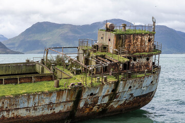 Wreck of MV Captain Leonidas, a freighter that ran aground on the Bajo Cotopaxi (Cotopaxi Bank) in...