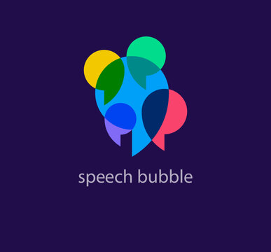 Modern speech bubbles logo. Unique color transitions. Brainstorm and team talk logo template. vector