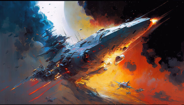 Interstellar Travel: A Futuristic Starship Journey in Berkey's tyl (Generative AI)