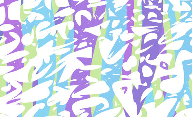 Abstract colorful pattern of curved lines and white spots. Composition in the form of an arbitrary multi-colored doodle on a striped background. Vector illustration, EPS 10.