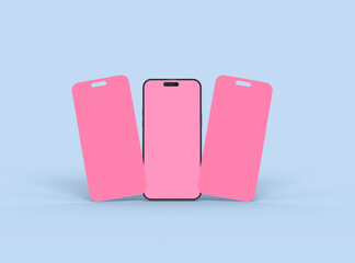 Phone 14 pro mockup and some separated screens floating. ui ux app concept. 3d render