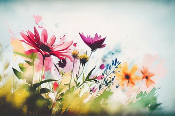  flowers, watercolor style generative AI