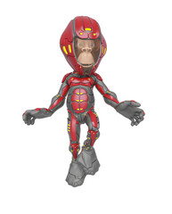 chimpanzee astronaut floating and also hw is looking down