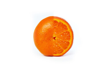 tangerine orange combination peel and cut on white background