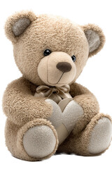 Fototapeta premium a spring-themed illustration featuring adorable isolated teddy bears with red hearts, including plush toys, all set on a transparent background and provided in PNG. Generative AI