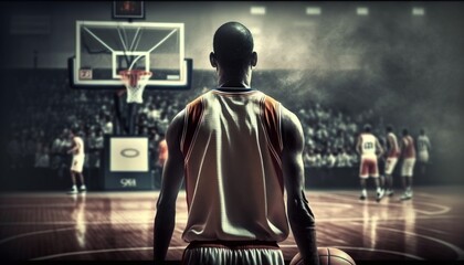 basketball player backview. highlight sports concept of a player. ai generative content