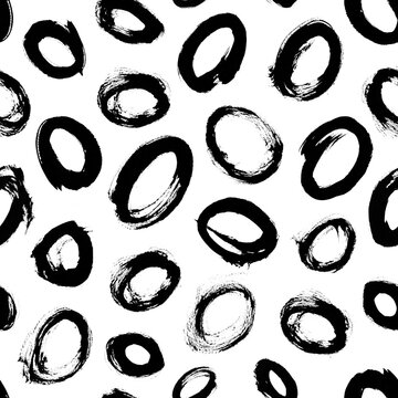 seamless ink brush pattern with circles. 