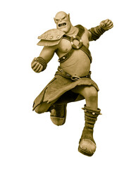 green orc cartoon is jumping to punch