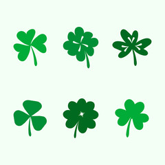 Set of clover leaves in flat style