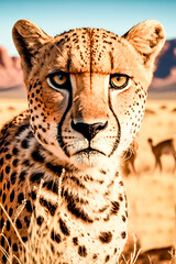 portrait of a cheetah looking straight into the camera