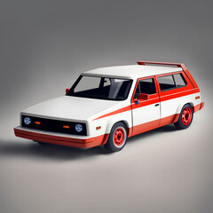 1980s hatchback car, 3d rendering,  Generative AI