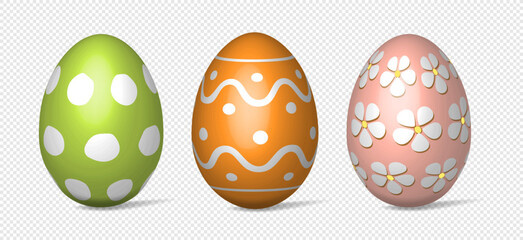 Set of bright colorful vector Easter eggs isolated on a white background