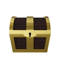 Royal chest. Pirate chest. Chest with gold. On a transparent background. 3D illustration