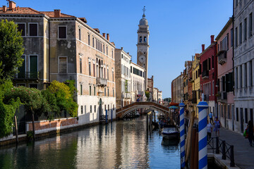 Venice, Italy - Traditional canal street in the evening