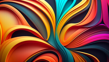 abstract silk multicolor lines twisted. AI generative.