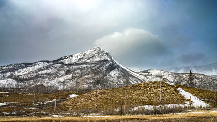 Kootenay Plains landscape at  clouds sky edge