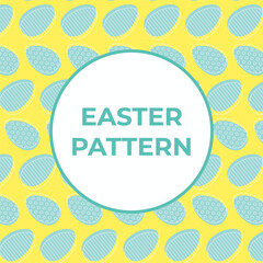 Easter Pattern With Graphic Blue Eggs For Decoration, Package Vector Illustration In Flat Style