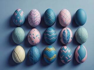 Obraz premium Painted Easter Eggs, Easter Eggs background, Easter holiday, generative ai 