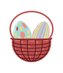 easter eggs on basket