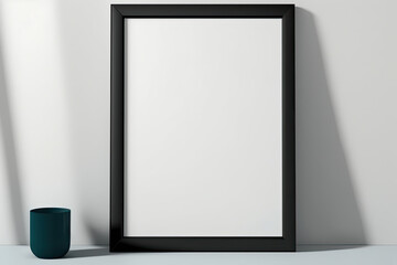 blank frame on wall  - blank mockup -made with generative ai