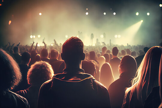 Back View Of Crowd Of Fans Watching Live Concert Performance (5)