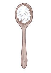 Coconut oil or lard on a wooden spoon, isolated vector