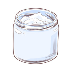 Glass jar with coconut oil or lard vector illustration, isolated
