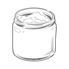 Glass jar with coconut oil or lard vector illustration, isolated