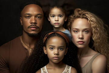 Obraz premium Portrait of happy family, generative ai
