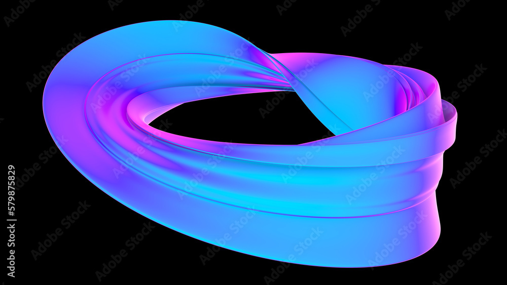 Poster rainbow abstract twisted shape. bright curl, artistic spiral. abstract element for design. 3d render