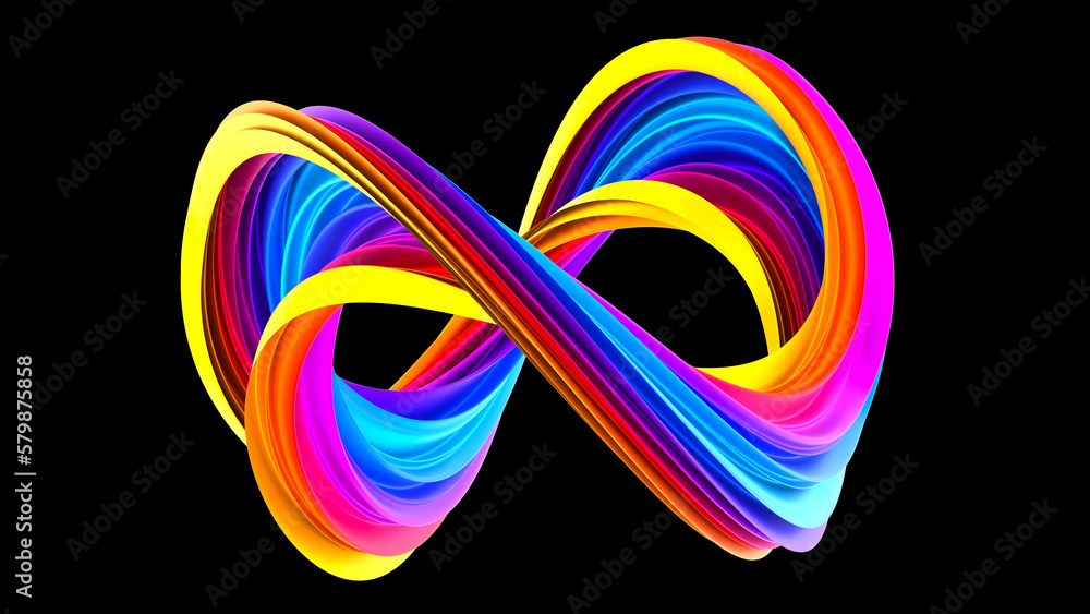 Poster rainbow abstract twisted shape. bright curl, artistic spiral. abstract element for design. 3d render