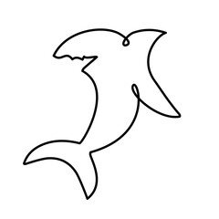 Naklejka premium Single one line drawing sharks fish
