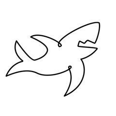 Single one line drawing sharks fish