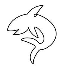 Single one line drawing sharks fish
