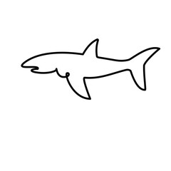 Single one line drawing sharks fish